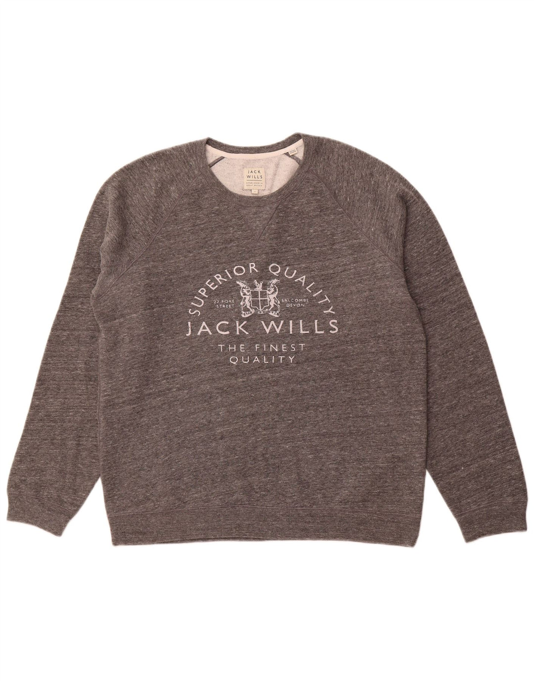 JACK WILLS Muški džemper s okruglim izrezom XL, sivi flekasti pamuk
