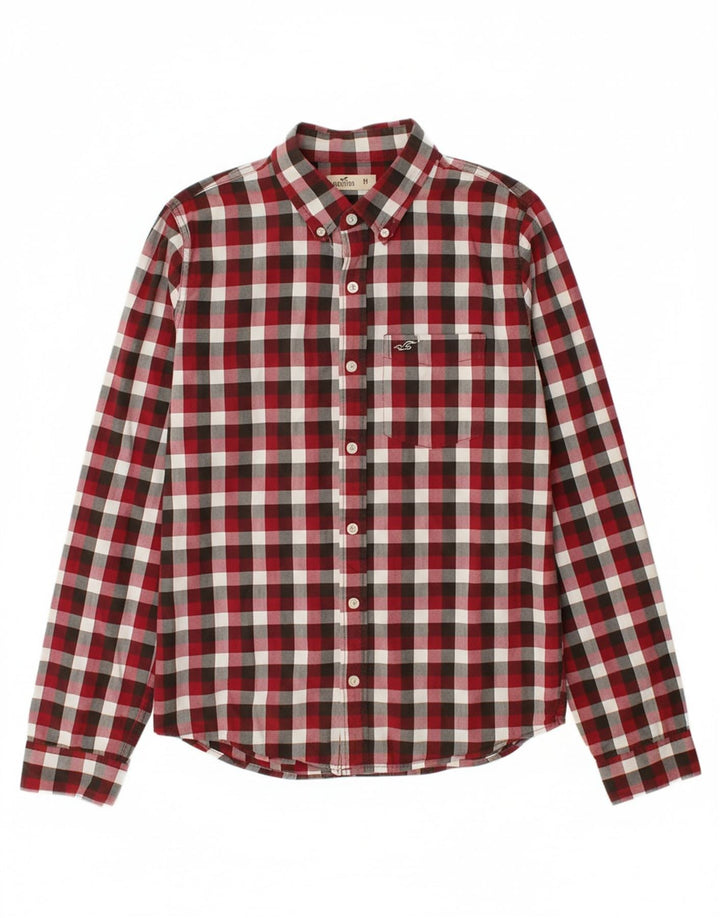 HOLLISTER Mens Flannel Shirt Medium Red Check Cotton
