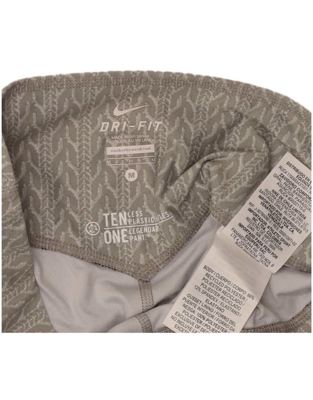 Nike Ženske Dri Fit Capri Leggings UK 14 Srednje sive Geometrijski poliester