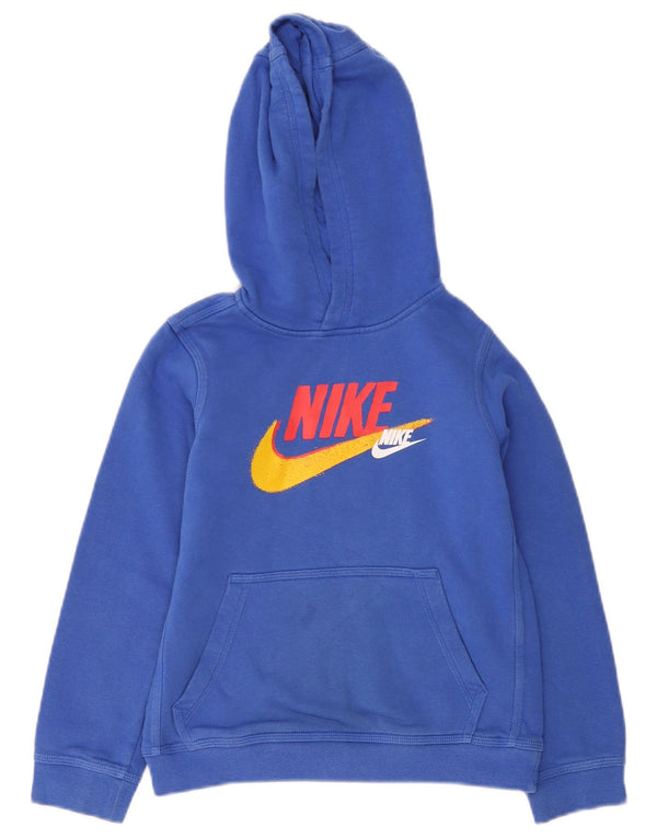 Nike Boys Graphic Hoodie Džemper 10-11 Years Blue Pamuk