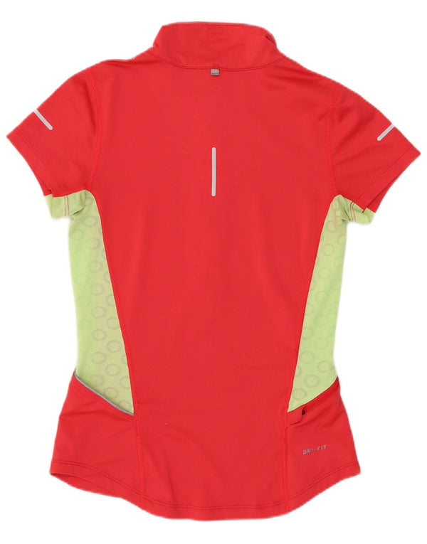 Nike Ženska Dri Fit majica kratkih rukava s patentnim zatvaračem UK 6 XS Red Colourblock
