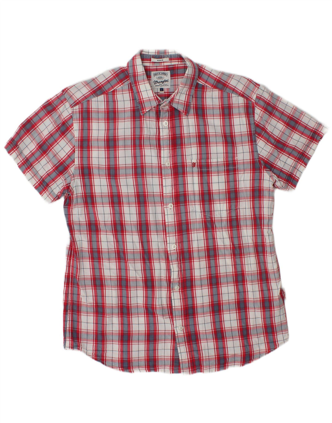 WRANGLER Boys Regular Short Sleeve Shirt 15-16 Years Large Red Check