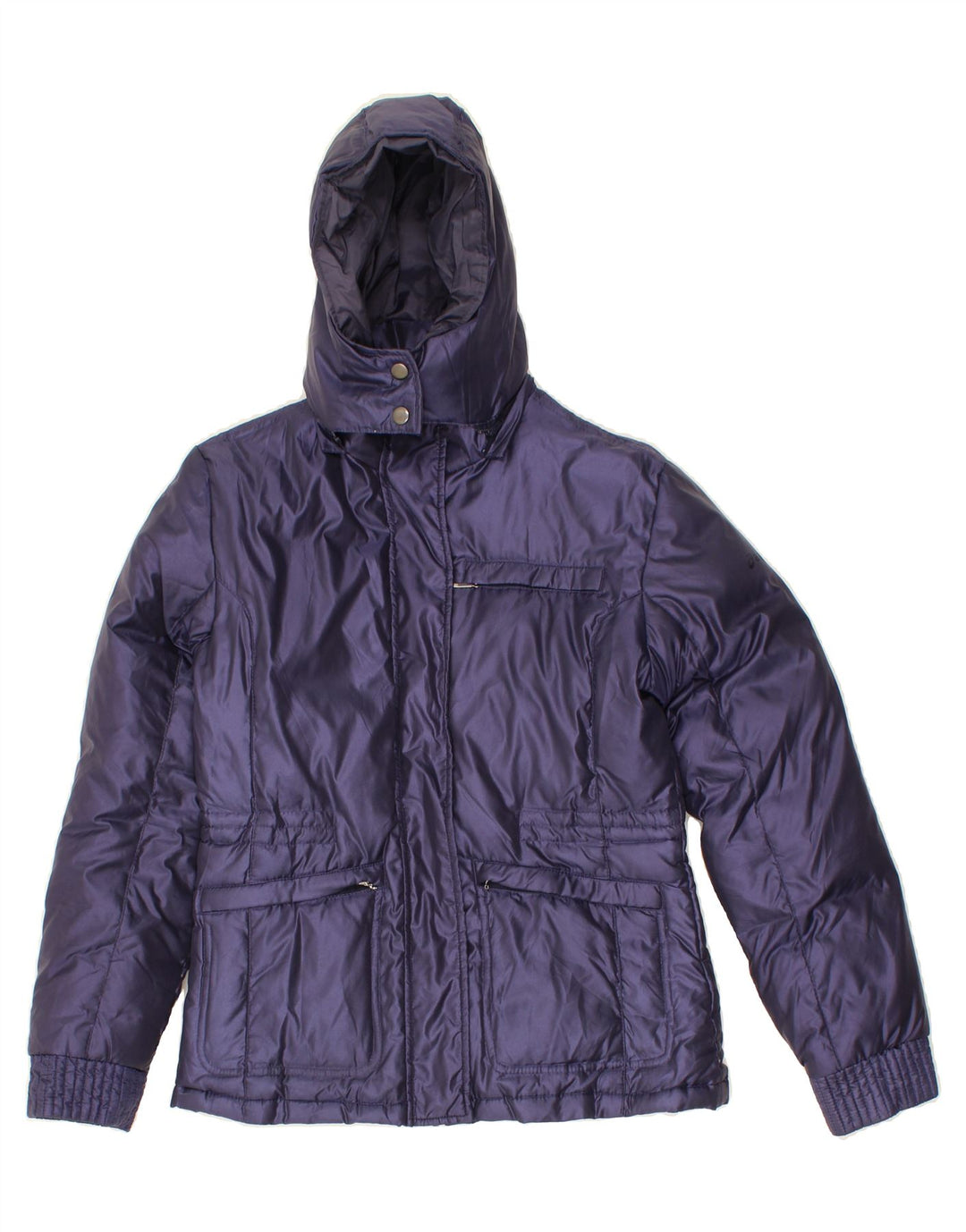 ASICS Womens Hooded Padded Jacket UK 14 Medium Navy Blue Nylon Vintage Asics and Second-Hand Asics from Messina Hembry 