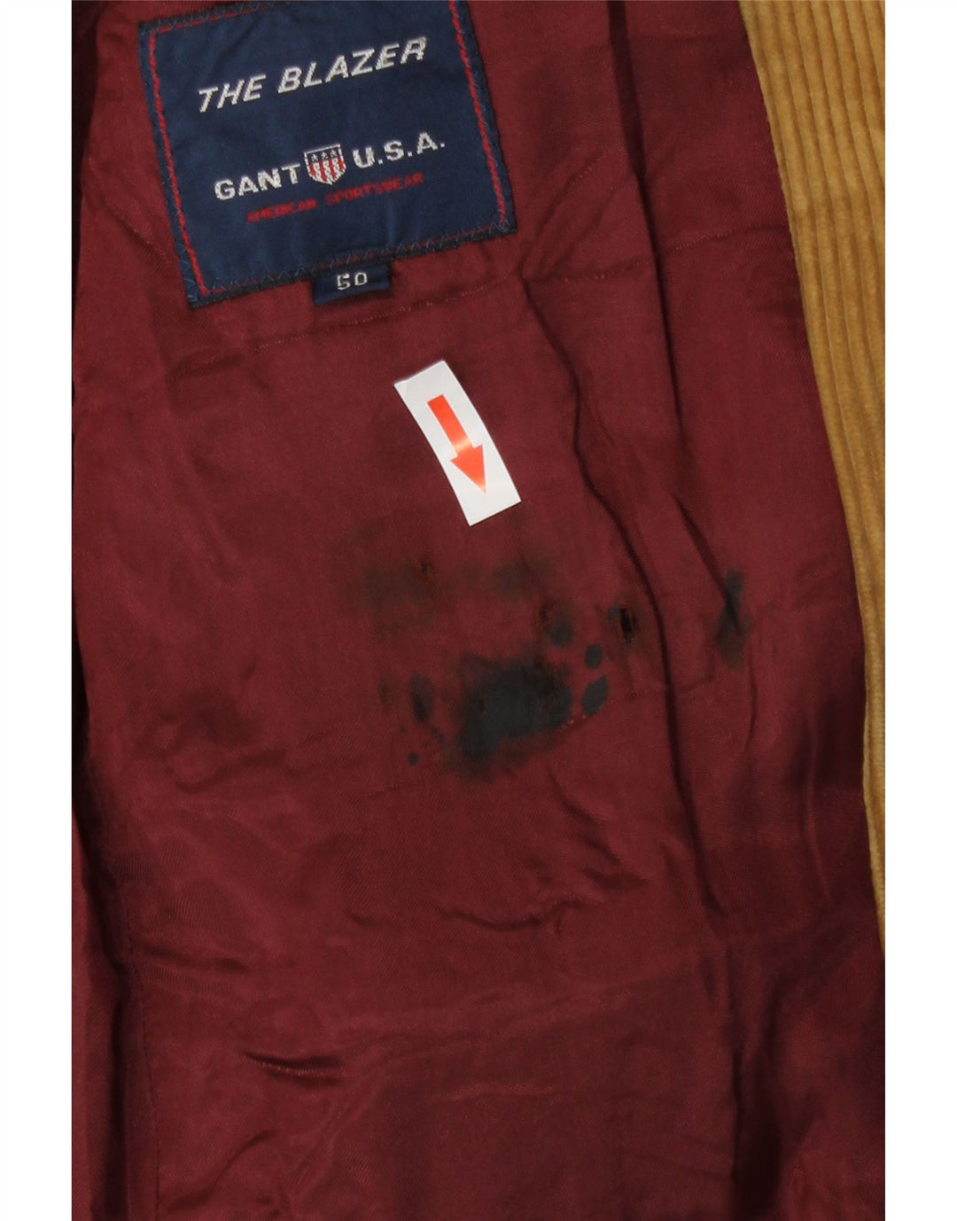 Gant Muška jakna od samta s 3 gumba IT 50 Large Beige Cotton