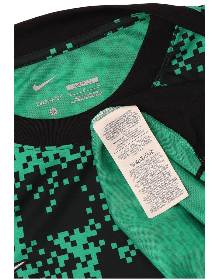 Nike Dri Fit uska majica kratkih rukava s apstraktnim uzorkom srednje zelene boje od poliestera