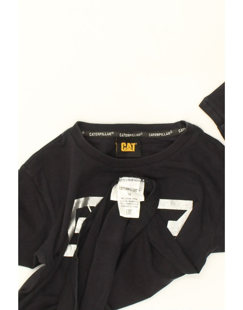 CATERPILLAR Girls Graphic Top Long Sleeve 9-10 Years Black Cotton | Vintage Caterpillar | Thrift | Second-Hand Caterpillar | Used Clothing | Messina Hembry 
