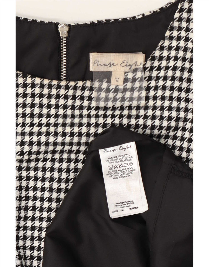 Phase Eight Ženska Shift haljina UK 12 Srednja crna houndstooth poliester