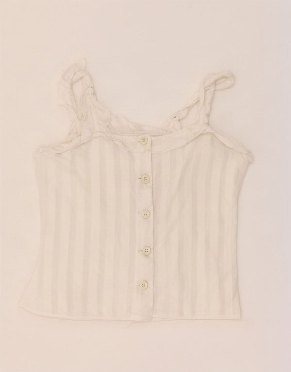 Vintage ženski kratki Cami Top UK 4 XS bijele pruge