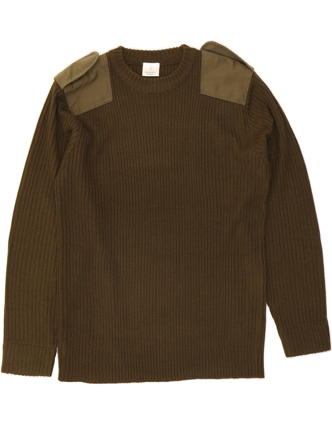 VINTAGE Mens Crew Neck Jumper Sweater Medium Khaki Acrylic Vintage Vintage and Second-Hand Vintage from Messina Hembry 