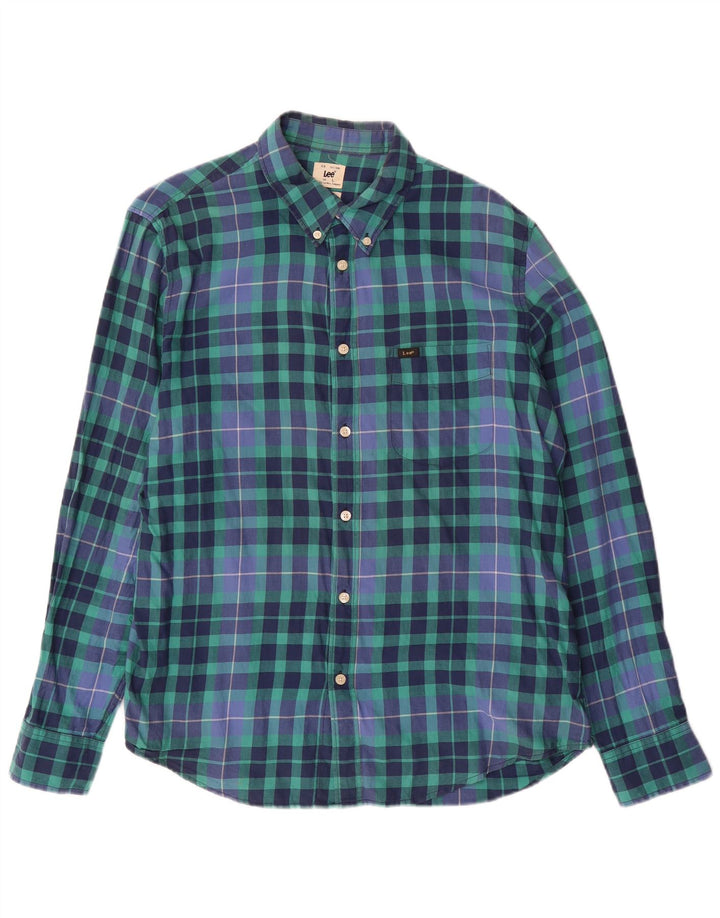 LEE muška majica standardnog kroja, veliki plavi karirani pamuk