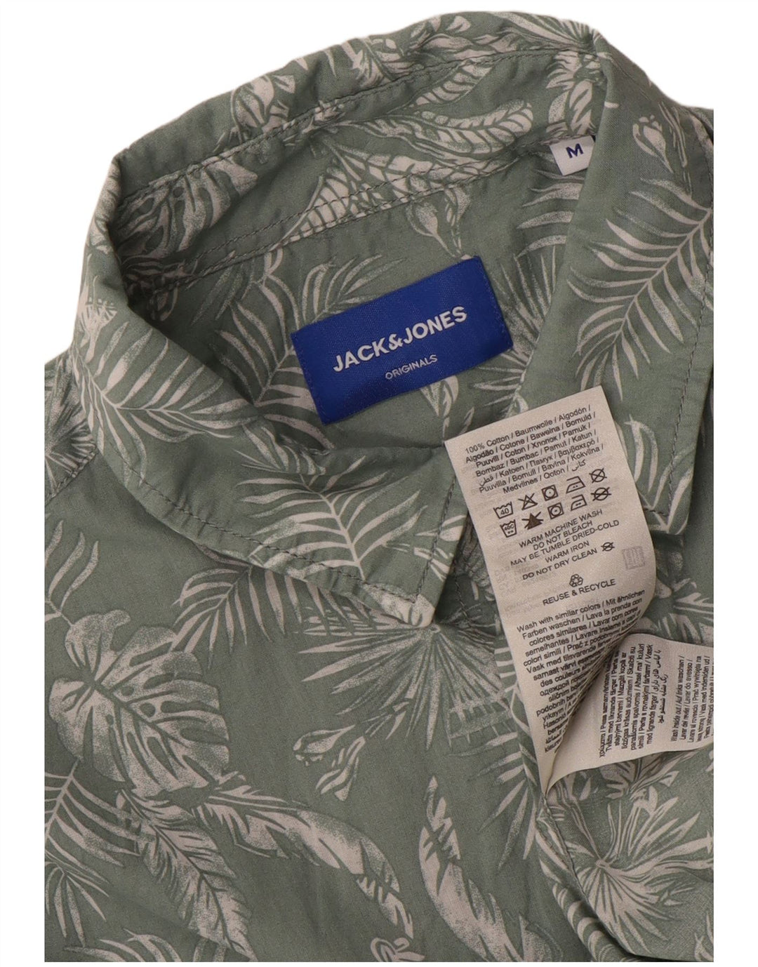 Jack & Jones muška košulja kratkih rukava srednje zelene boje cvjetnog pamuka