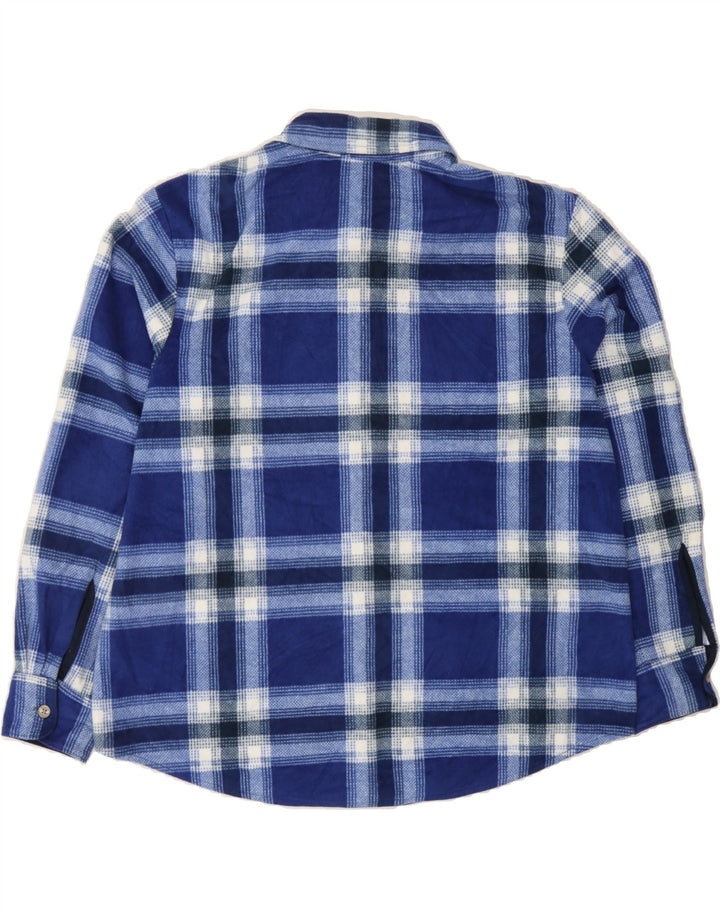 LEE Womens Riders Flannel Shirt UK 16 Large Navy Blue Plaid Polyester Vintage Lee and Second-Hand Lee from Messina Hembry 