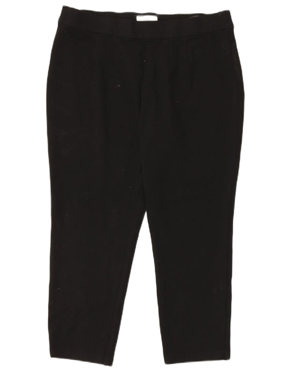 Marks & Spencer Womens Slim Casual Trousers UK 18 XL W36 L26 Black Viscose