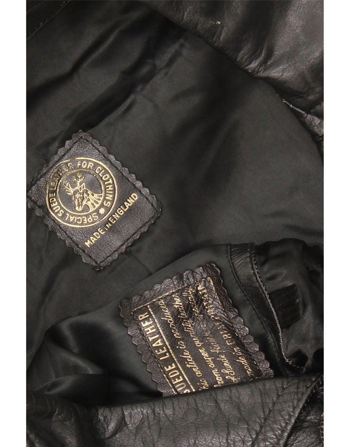 Vintage muški kožni kaput UK 40 veliki crni kožni