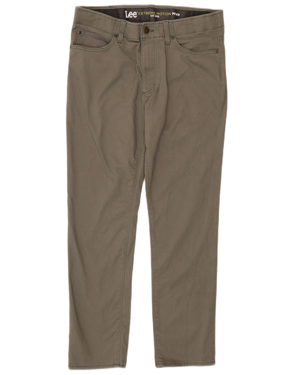 Lee Mens Extreme Motion Slim sužene ležerne hlače W34 L30 kaki pamuk