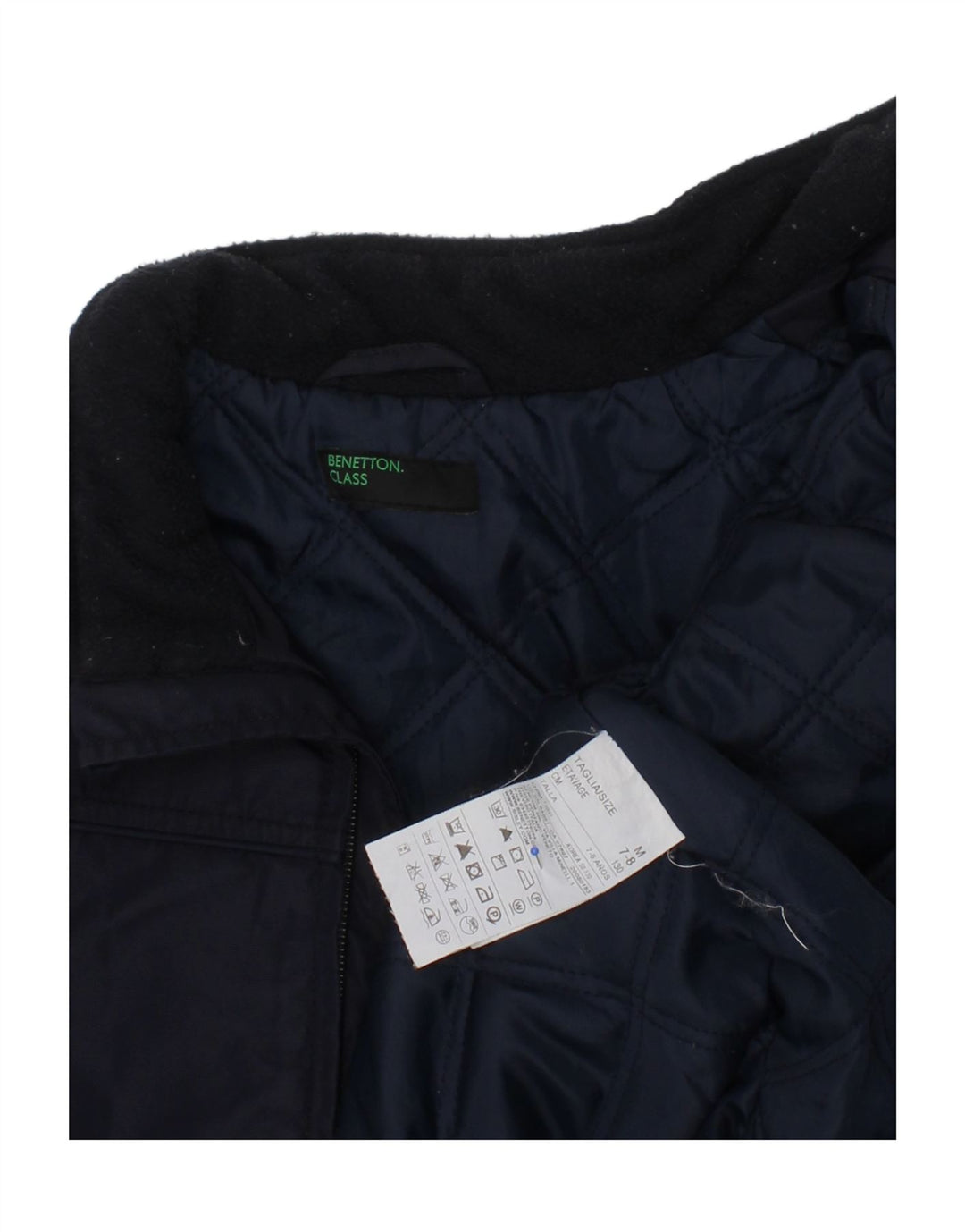 BENETTON Boys Bomber Jacket 7-8 Years Navy Blue Polyamide Vintage Benetton and Second-Hand Benetton from Messina Hembry 