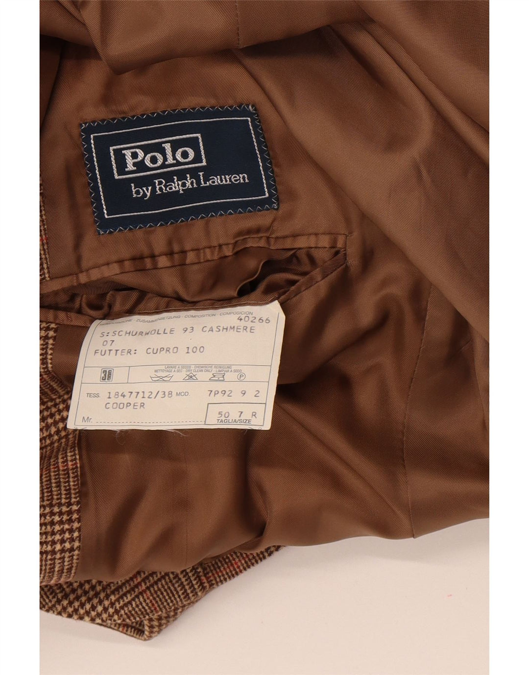 Polo Ralph Lauren muška jakna sa 3 gumba IT 50 veliki smeđi karirani vuneni