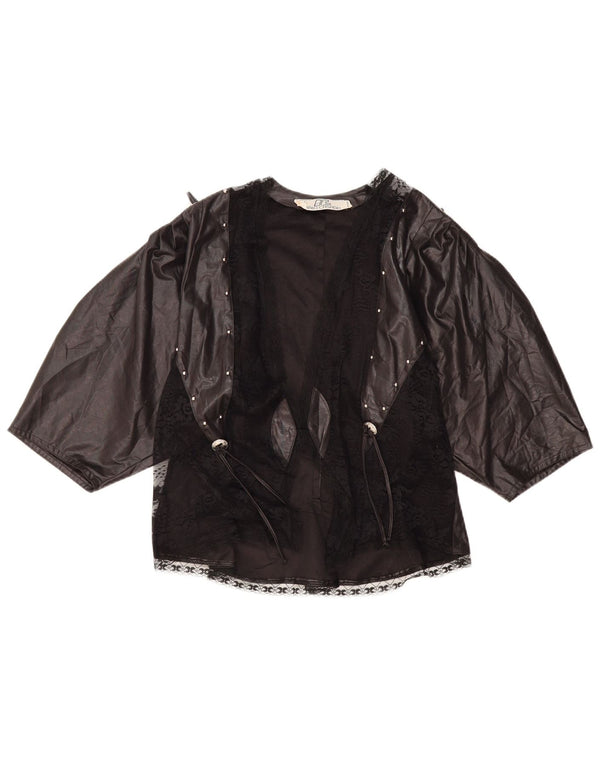 VINTAGE Ženski kardigan s 3/4 rukava UK 10 Small Black