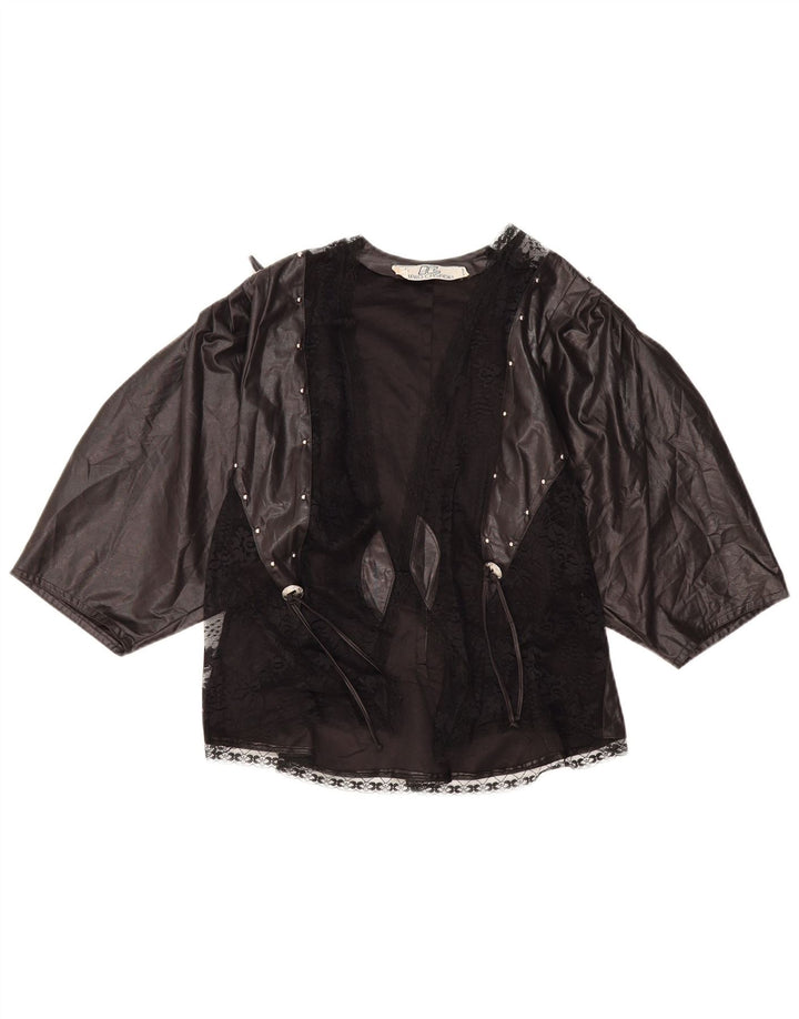 VINTAGE Ženski kardigan s 3/4 rukava UK 10 Small Black