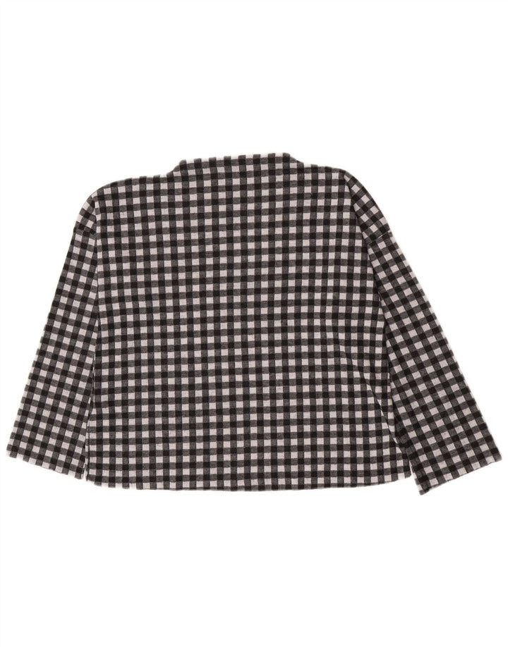 Zara ženska prevelika majica dugih rukava UK 10, mali crni gingham poliester