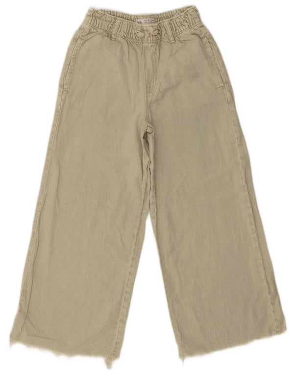 Zara široke traperice za djevojčice 8-9 godina W26 L21 Zeleni pamuk