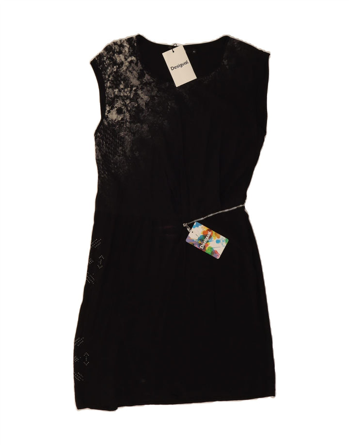 DESIGUAL Womens Graphic Sleeveless Sheath Dress EU 40 Medium Black Vintage Desigual and Second-Hand Desigual from Messina Hembry 