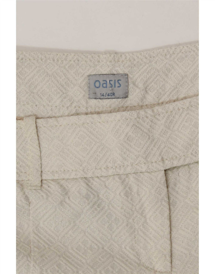 Ženske bermude Oasis UK 14 srednje W32 bijeli geometrijski pamuk