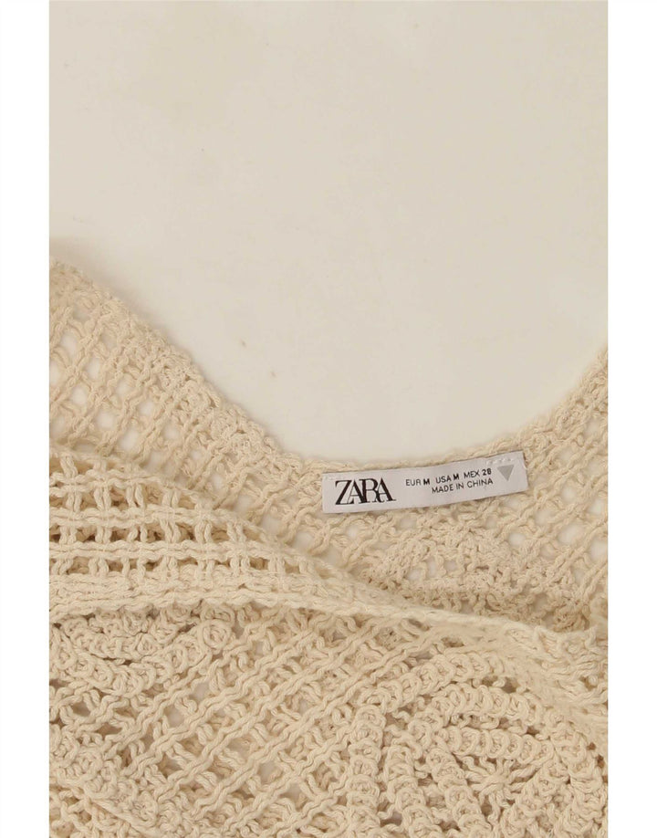 Zara ženska majica s heklanim majicama UK 12 srednje bež boje