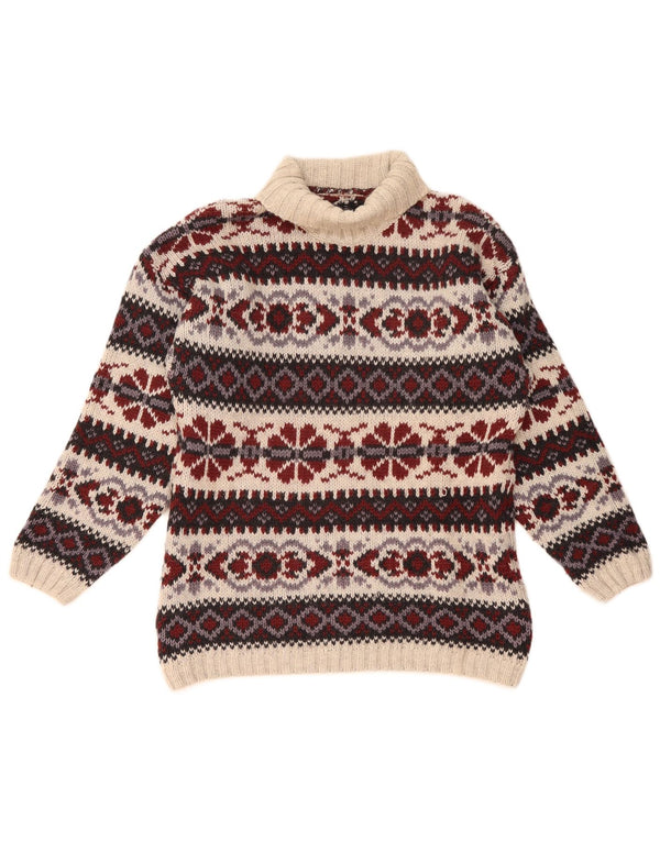 Vintage muški džemper s rol izrezom srednje raznobojne Fair Isle vune