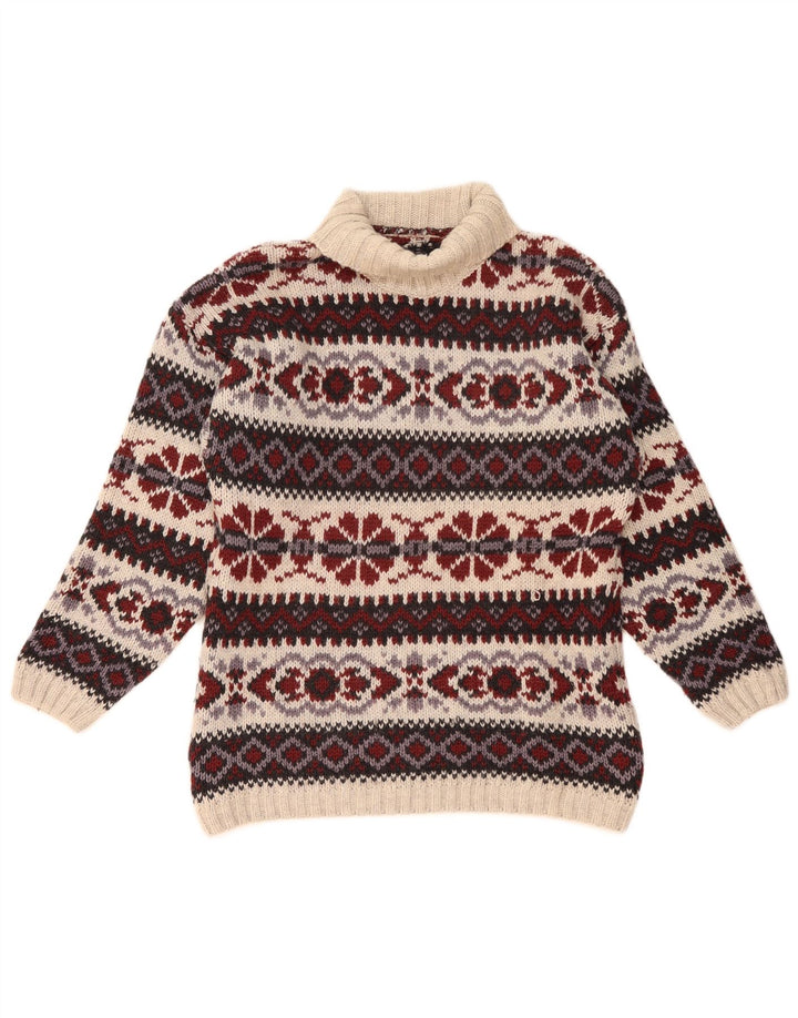 Vintage muški džemper s rol izrezom srednje raznobojne Fair Isle vune