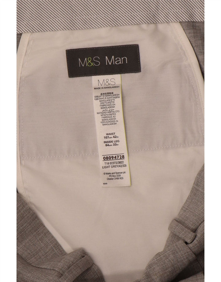 Marks & Spencer muške hlače ravnog odijela W42 L33 sivi poliester