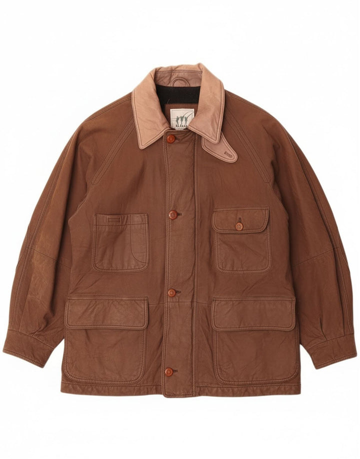 Henry Cottons muška robusna kožna jakna IT 50 velika smeđa koža