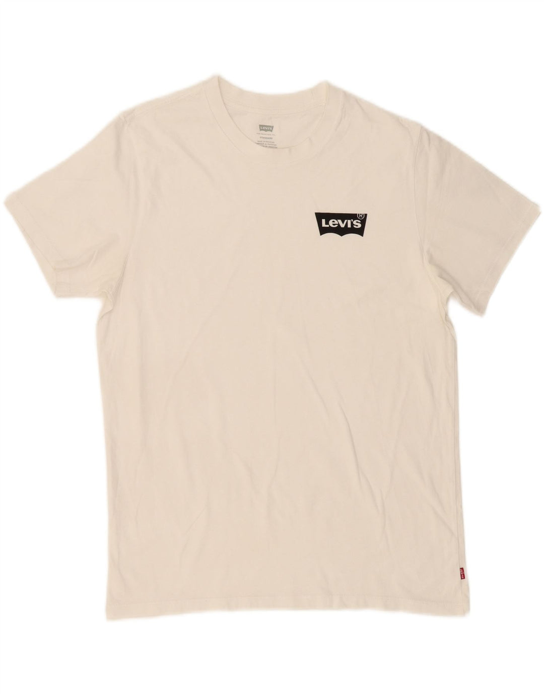 LEVI'S Mens Standard Graphic T-Shirt Top Medium Off White Vintage Levi's and Second-Hand Levi's from Messina Hembry 