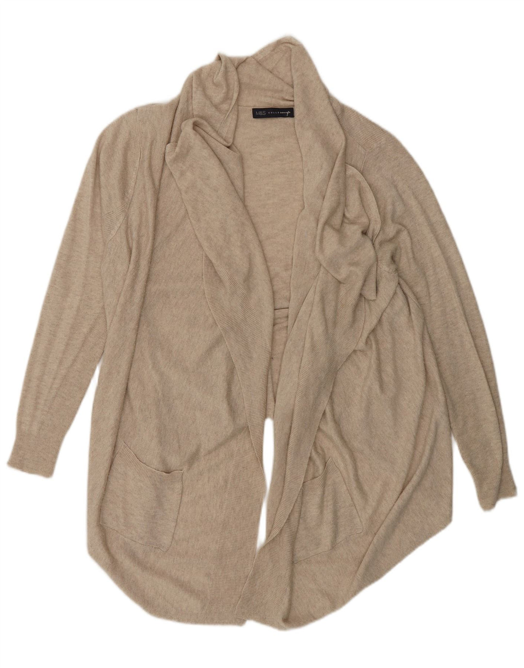 Marks & Spencer ženski preveliki otvoreni kardigan pulover UK 10 Small Beige