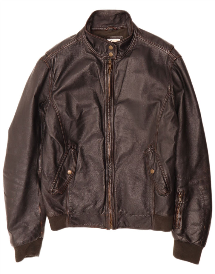 Vintage muška kožna bomber jakna IT 52 XL smeđa retro