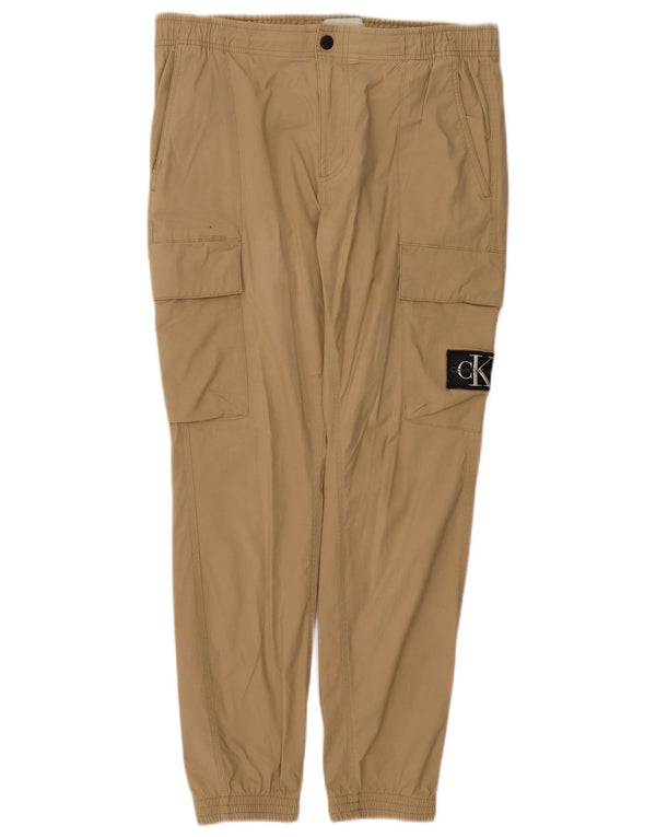 Calvin Klein Muške Joggers Cargo Hlače Large W34 L29 Bež Pamuk