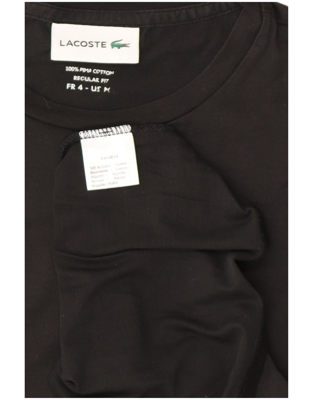 Lacoste muška majica kratkih rukava Regular Fit, gornja veličina 4, srednji crni pamuk
