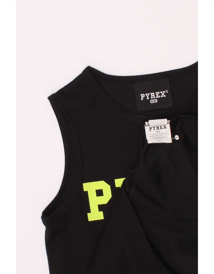 Pyrex Boys Graphic Vest Top 10-11 Years Small Black Poliester