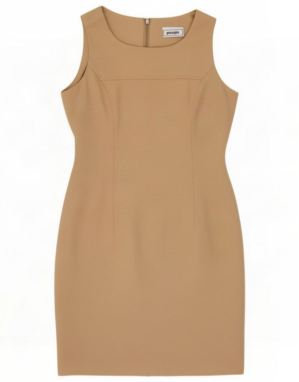 Principles Womens Sleeveless Sheath Dress UK 10 Small Beige Viscose