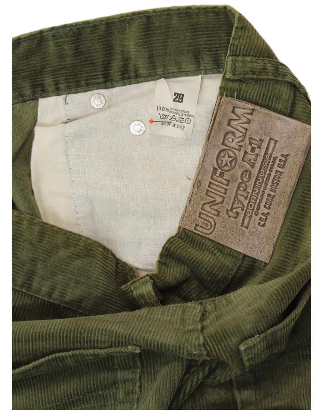 UNIFORMA Ženske ravne hlače od samta W29 L28 Kaki pamuk