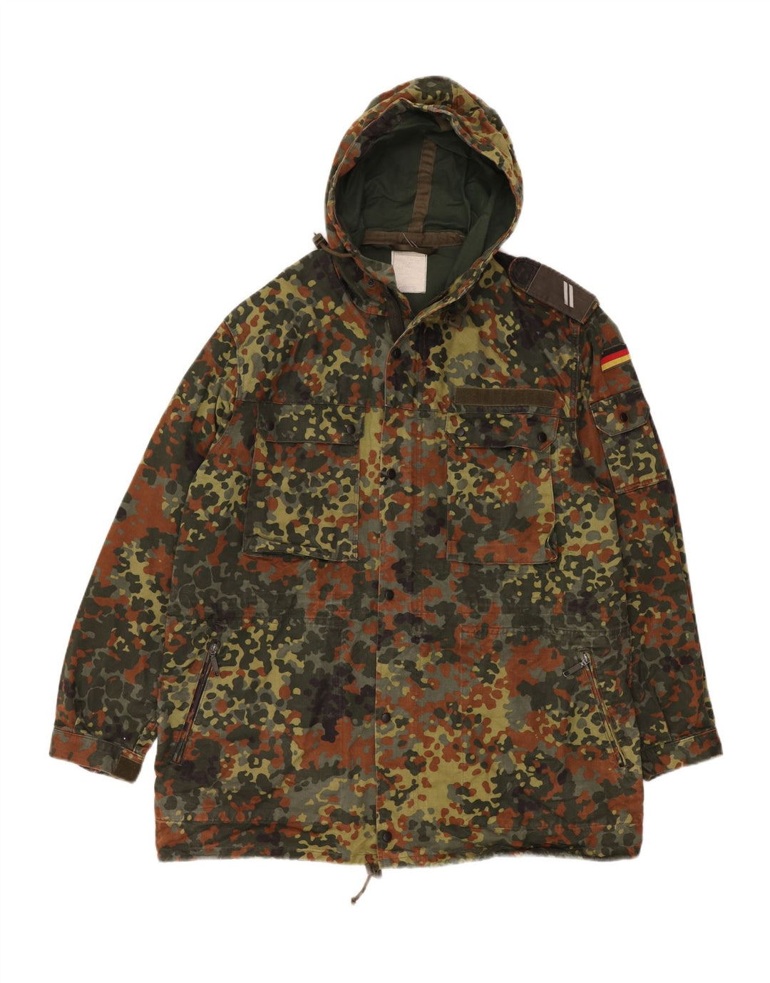 Vintage muška vojna jakna s kapuljačom UK 40 Large kaki kamuflažna