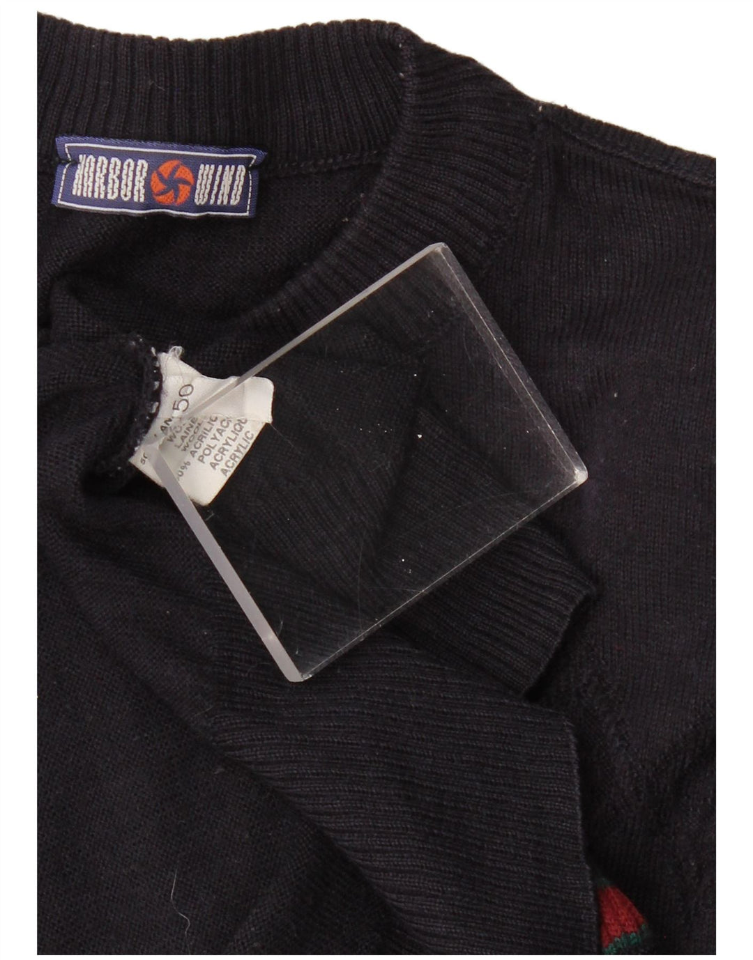 VINTAGE muški džemper s kornjačičastim ovratnikom IT 50 veliki tamnoplavi geometrijski