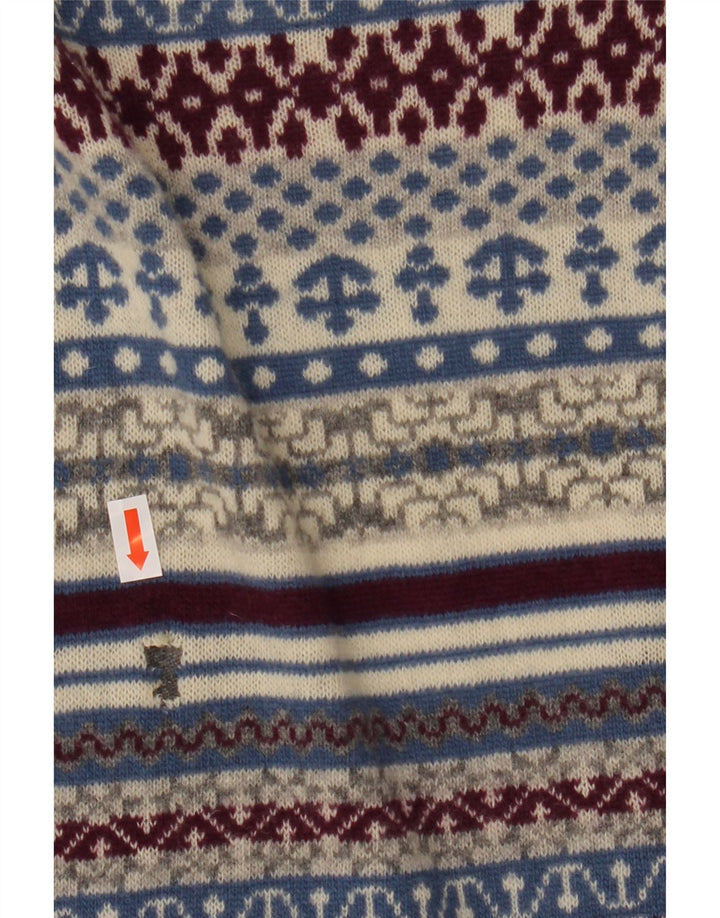 Benetton ženski kardigan džemper UK 14 Srednje siva Fair Isle vuna