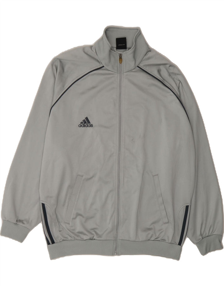 ADIDAS Mens Tracksuit Top Jacket UK 44/46 Large Grey Polyester Vintage Adidas and Second-Hand Adidas from Messina Hembry 