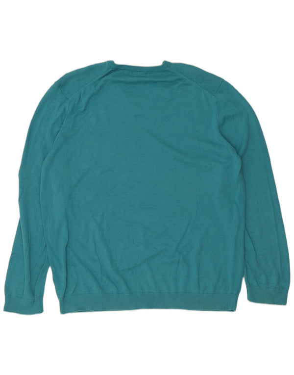 Marks & Spencer Mens V-Neck Jumper Sweater 2XL Turquoise Cotton