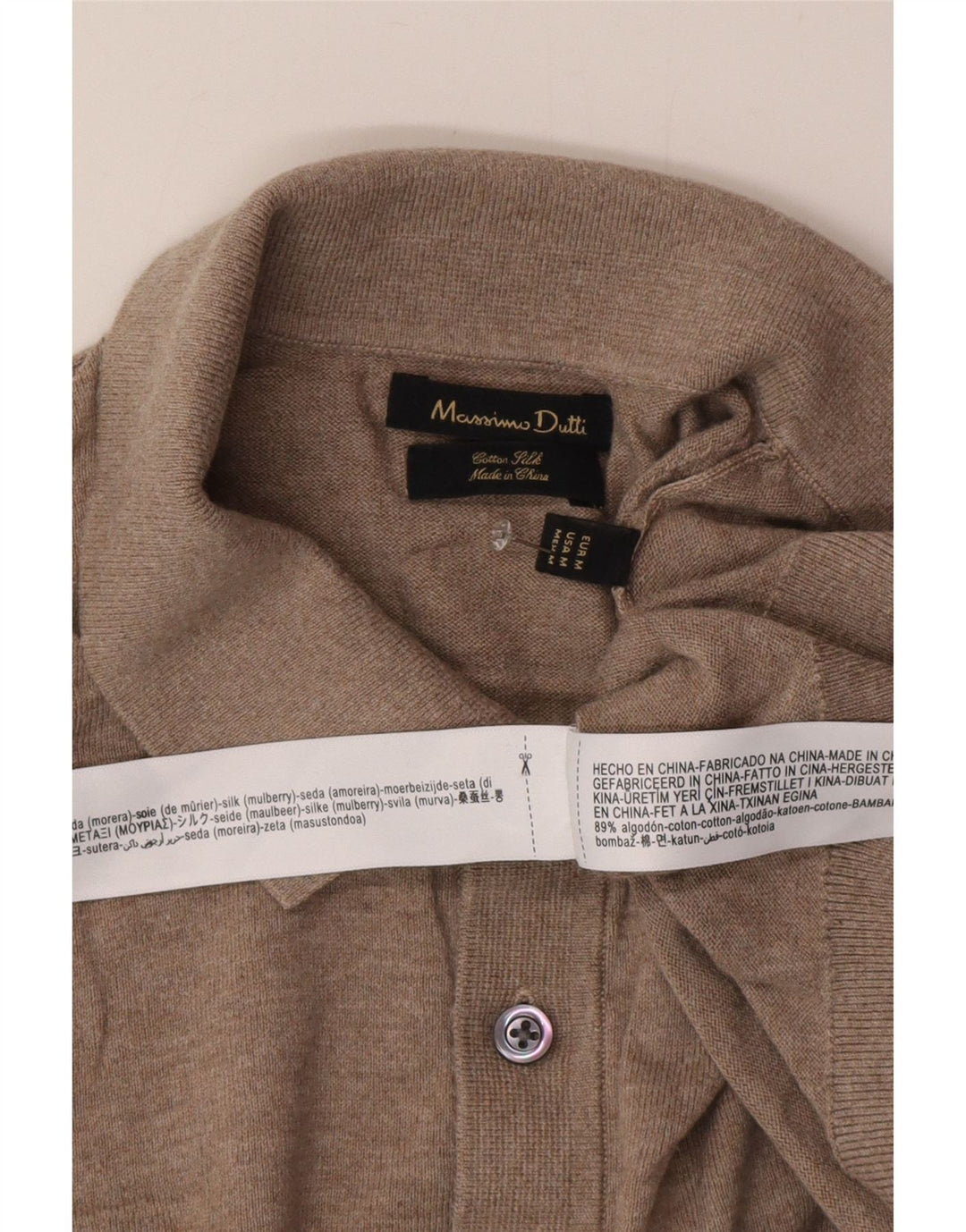 Massimo Dutti muški džemper s polo ovratnikom, srednji bež pamuk