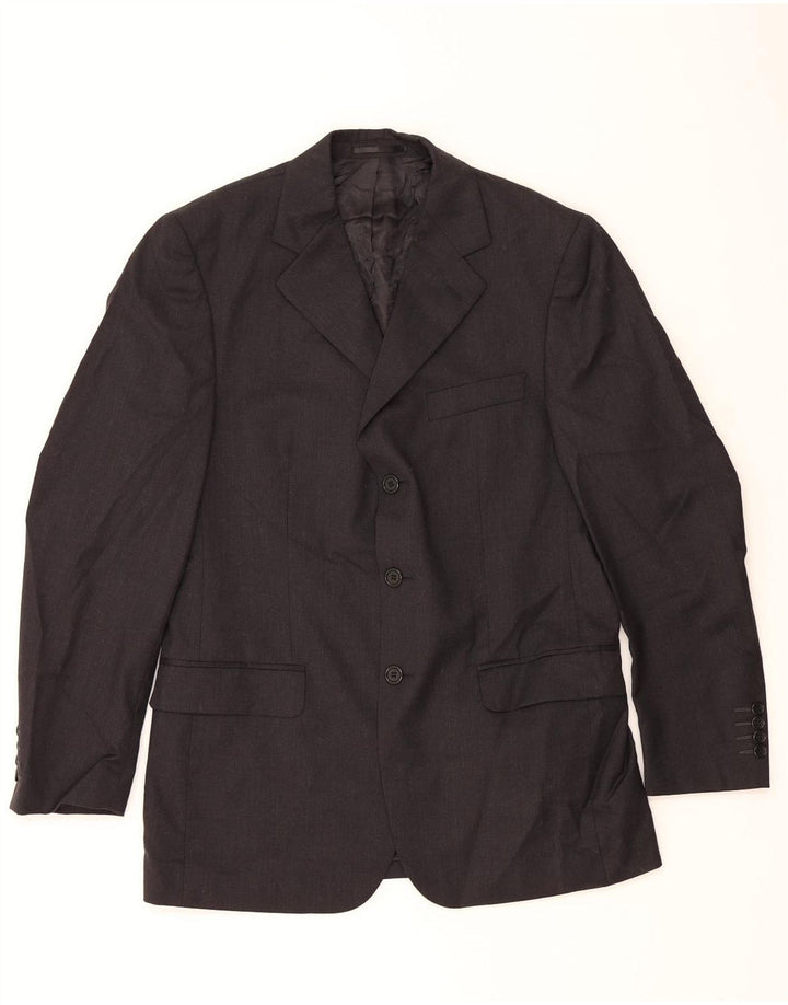MASSIMO DUTTI Mens 3 Button Blazer Jacket IT 48 Medium Black Wool Vintage Massimo Dutti and Second-Hand Massimo Dutti from Messina Hembry 