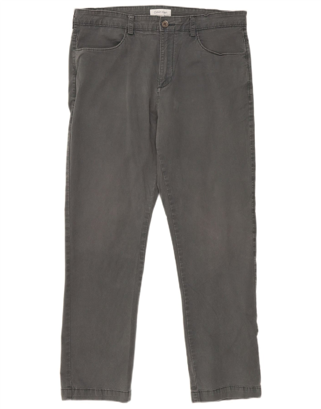 CALVIN KLEIN Muške ravne ležerne hlače W34 L30 Sivi pamuk