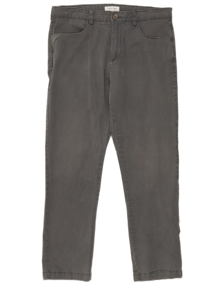 CALVIN KLEIN Muške ravne ležerne hlače W34 L30 Sivi pamuk