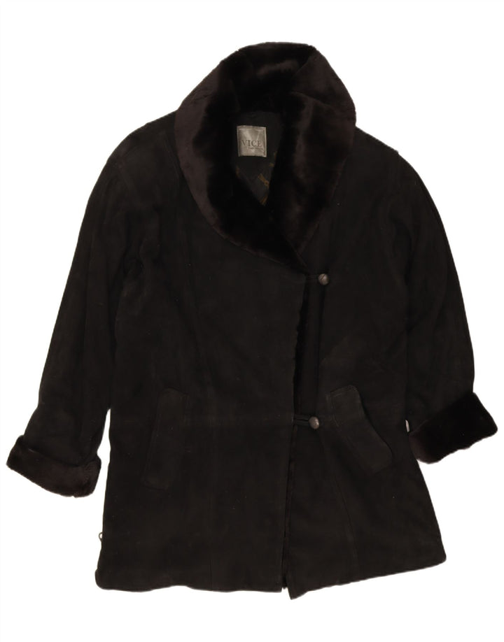 Vintage ženski preveliki kaput od antilop kože EU 38 srednje crne kože